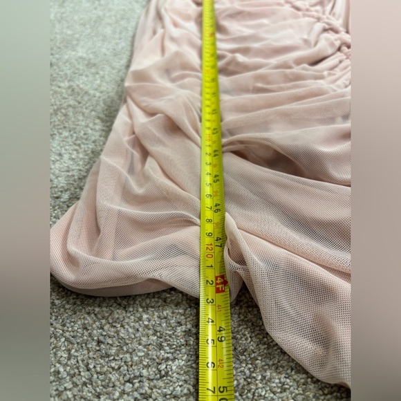 NEW! CLUB L LONDON Blush Pink Maternity Asymmetric Ruched Maxi Dress US 10/UK 14 - Picture 7 of 15